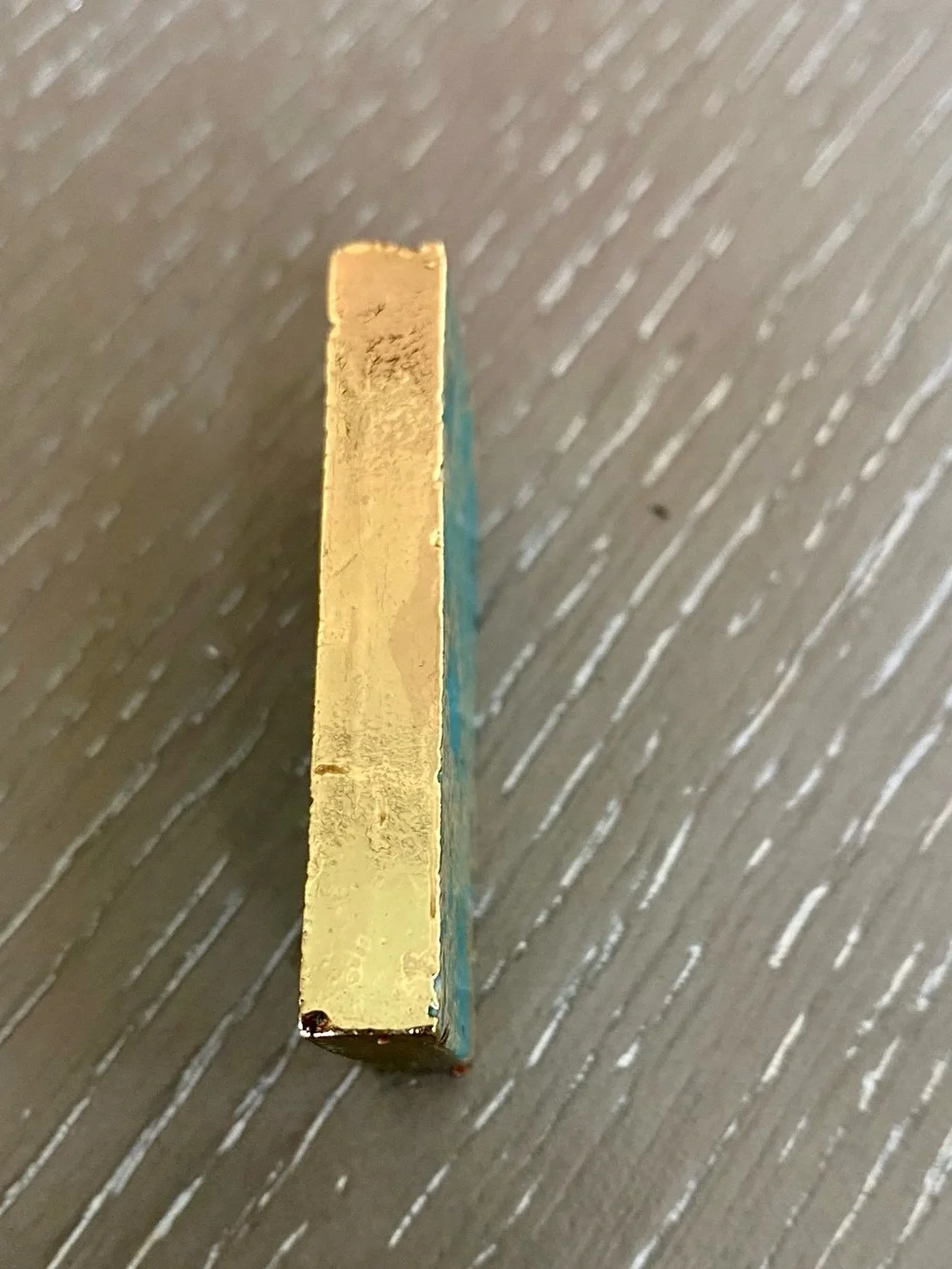 Turquoise Tone Rectangular Pendant Necklace - Blue and Gold